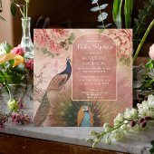 Peacock Arch Blush Pink Peony Blume Baby Dusche Einladung