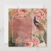 Peacock Arch Blush Pink Peony Blume Vielen Dank Dankeskarte (Vorderseite)