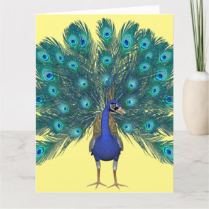 PEACOCK ART BIG BIRTHDAY GREETING CARD DANKESKARTE