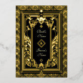 Peacock Art Deco Hochzeitsfeier Folieneinladung (Vorderseite)