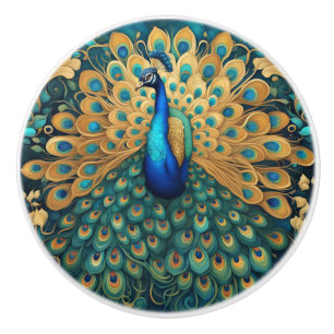 Peacock Art Nouveau Art Deco Keramikknauf