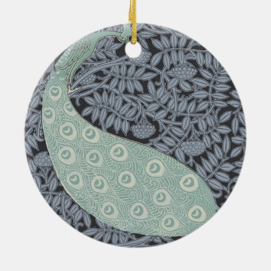 Peacock Art Nouveau Bird Classic Keramik Ornament (Hinten)
