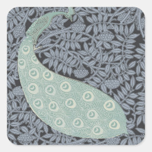 Peacock Art Nouveau Bird Classic Quadratischer Aufkleber
