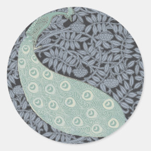 Peacock Art Nouveau Bird Classic Runder Aufkleber