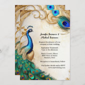 Peacock Art Nouveau Feathers luxuriösen indischen Einladung (Vorne/Hinten)