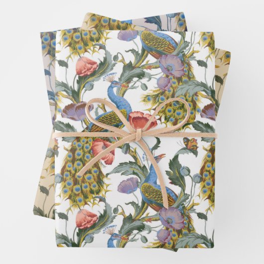 Peacock Art Nouveau Floral Pattern Geschenkpapier Set (Beispiel)