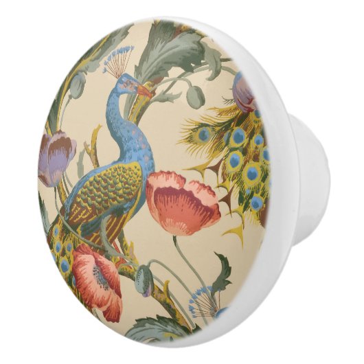 Peacock Art Nouveau Floral Pattern Keramikknauf (Rechts)