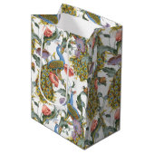 Peacock Art Nouveau Floral Pattern Morris Mittlere Geschenktüte (Vorderseite Schrägansicht)