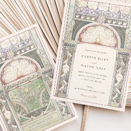 Peacock Art Nouveau Wedding Einladung