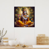 Peacock Aura Krishna Flute Weinkultur und Erde Poster (Küche)
