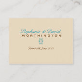 Peacock Batik Aqua Gold Wedding Table Cards Platzkarte (Rückseite)