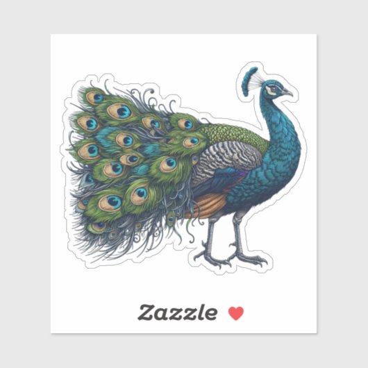 Peacock bird Custom-Cut Vinyl Sticker (Blatt)