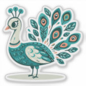 Peacock bird Custom-Cut Vinyl Sticker (Vorderseite)