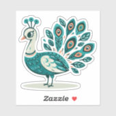 Peacock bird Custom-Cut Vinyl Sticker (Blatt)
