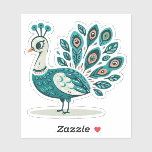 Peacock bird Custom-Cut Vinyl Sticker (Blatt)