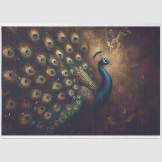 Peacock Bird Decoupage Tissue Seidenpapier (Vorderseite)