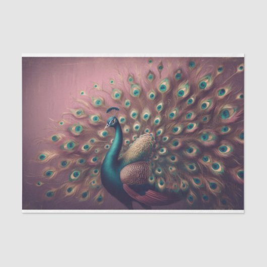 Peacock Bird Decoupage Tissue Seidenpapier (Vorderseite)