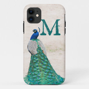 Peacock Bird Feather Aquamarin Monogram IPHONE 5 F iPhone 11 Hülle