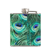 Peacock Bird Feather Aquamarin Monogram Whiskey Fl Flachmann (Rückseite)