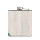 Peacock Bird Feather Aquamarin Monogram Whiskey Fl Flachmann (Rückseite)