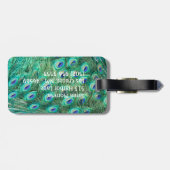 Peacock Bird Feather Aquamarin Tur Monogram Gepäck Gepäckanhänger (Rückseite horizontal)
