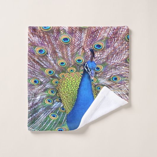 Peacock Bird Feathers Animal Bath Towel Set (Waschlappen)