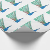 Peacock bird feathers blue Green Water color Geschenkpapier (Ecke)