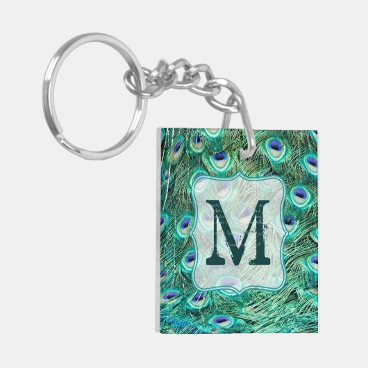 Peacock Bird Feeling Aquamarin Türkis Vint Schlüss Schlüsselanhänger (Vorderseite links)