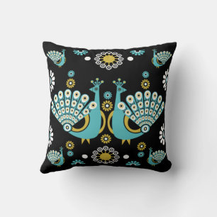 Peacock Bird Folk Kissen