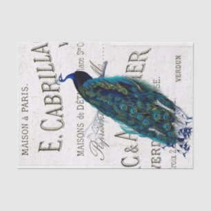 Peacock Bird Französisches Skript Ephemera Decoupa Seidenpapier