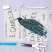 Peacock Bird Französisches Skript Ephemera Decoupa Seidenpapier (Handwerk)