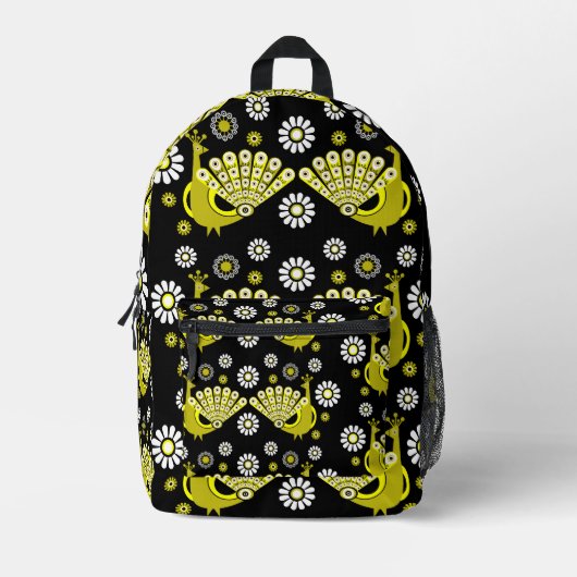 Peacock Bird Graphic Art Bedruckter Rucksack (Vorderseite)