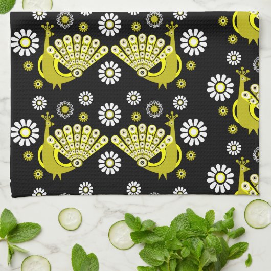 Peacock Bird Graphic Art Geschirrtuch (Gefaltet)