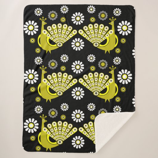 Peacock Bird Graphic Art Sherpadecke (Vorderseite)