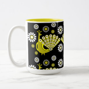 Peacock Bird Graphic Art Zweifarbige Tasse