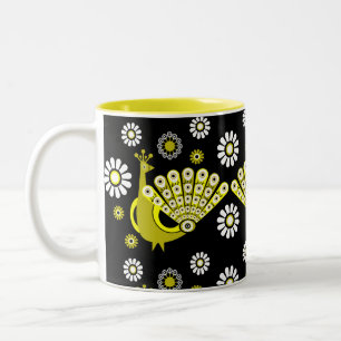 Peacock Bird Graphic Art Zweifarbige Tasse