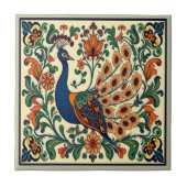 Peacock Bird Morris Morgan Boho Fliese (Vorderseite)