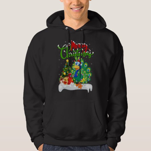 Peacock Bird Weihnachtsfeiern Hoodie (Vorderseite)