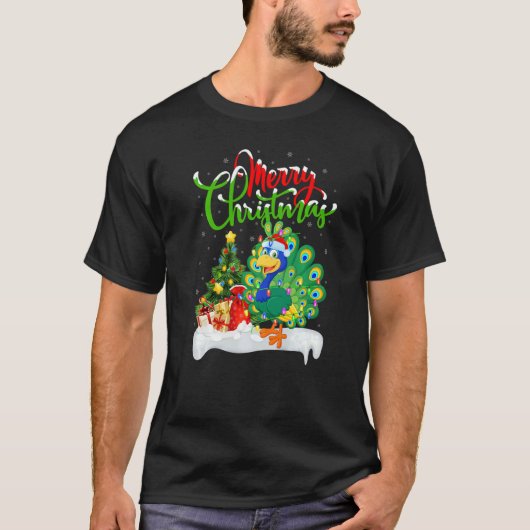 Peacock Bird  Xmas Decorations Santa Peacock Chris T-Shirt (Vorderseite)