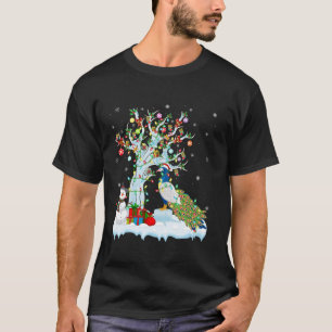 Peacock Bird Xmas Lighting Tree Weihnachtsmannmütz T-Shirt