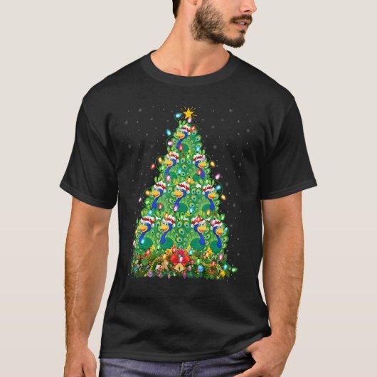Peacock Bird Xmas Lights Santa Peacock Christmas T-Shirt (Vorderseite)
