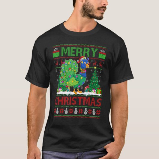 Peacock Bird   Xmas Tree Ugly Santa Peacock Christ T-Shirt (Vorderseite)