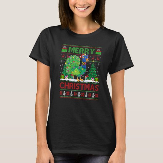 Peacock Bird  Xmas Tree Ugly Santa Peacock Christm T-Shirt (Vorderseite)
