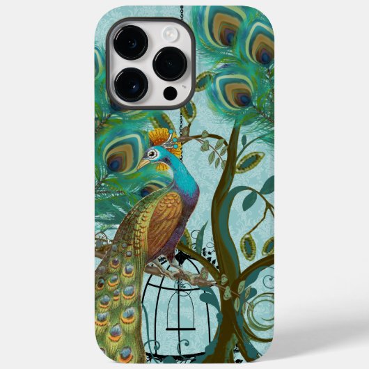 Peacock Birdcage Damask Case-Mate iPhone Hülle (Rückseite)