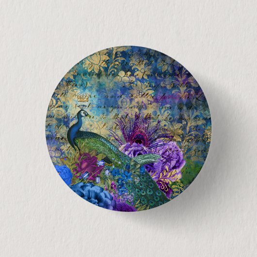 Peacock Birds Trendy Button-Taste Button (Vorderseite)