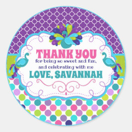 Peacock Birthday Party Danke Tag Runder Aufkleber