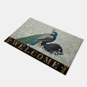 Peacock & Black Swan Art Nuovo Floral Winter /Gold Fußmatte (Schrägansicht)