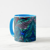 PEACOCK Blau grün Fraktal ~ Tasse (Vorderseite Links)