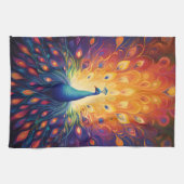 Peacock - Blau-grüne, rosa, orange Gelbe Federn Geschirrtuch (Horizontal)