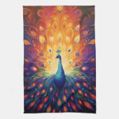 Peacock - Blau-grüne, rosa, orange Gelbe Federn Geschirrtuch (Vertikal)